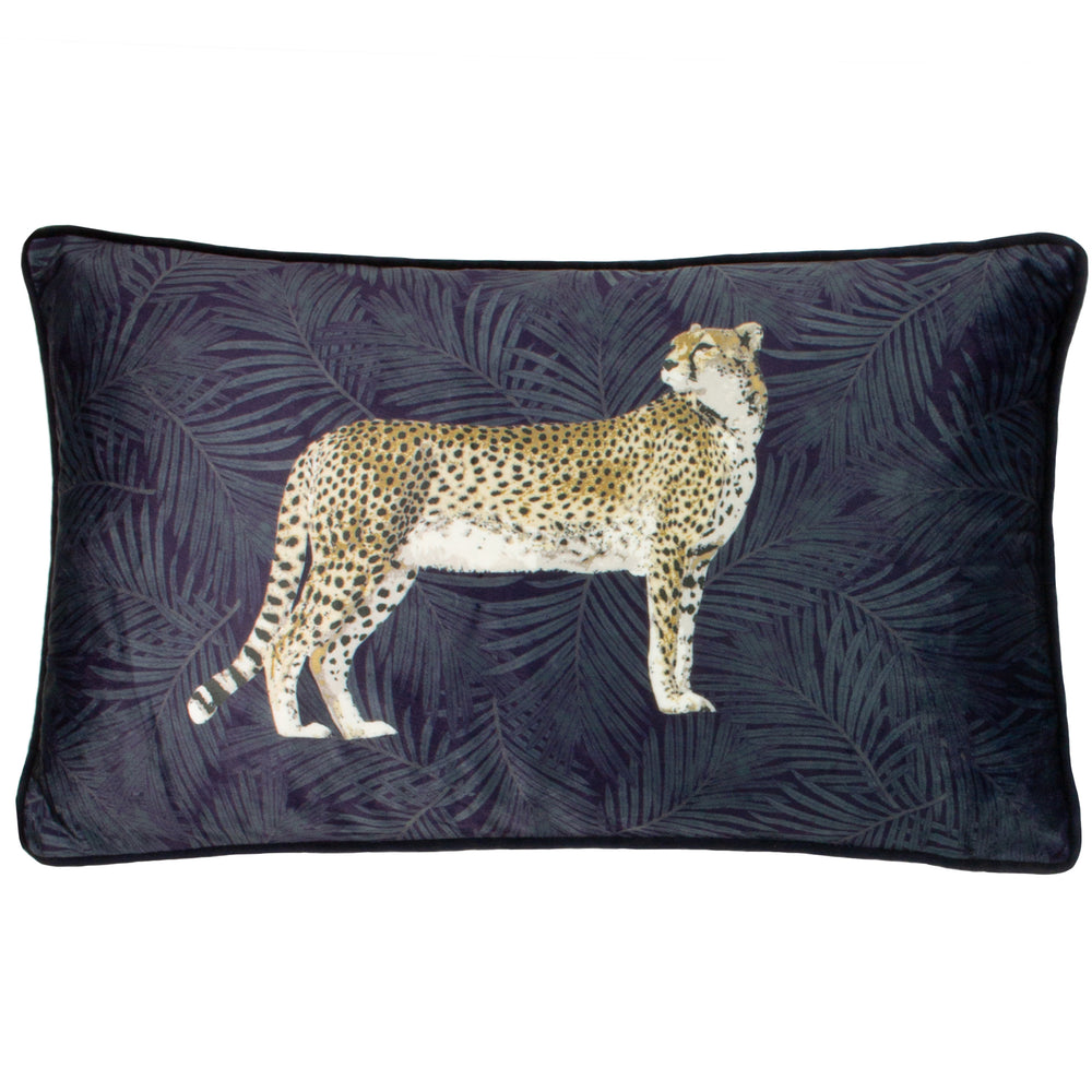 Cheetah Forest 30x50 Feather Filled Cushion Navy