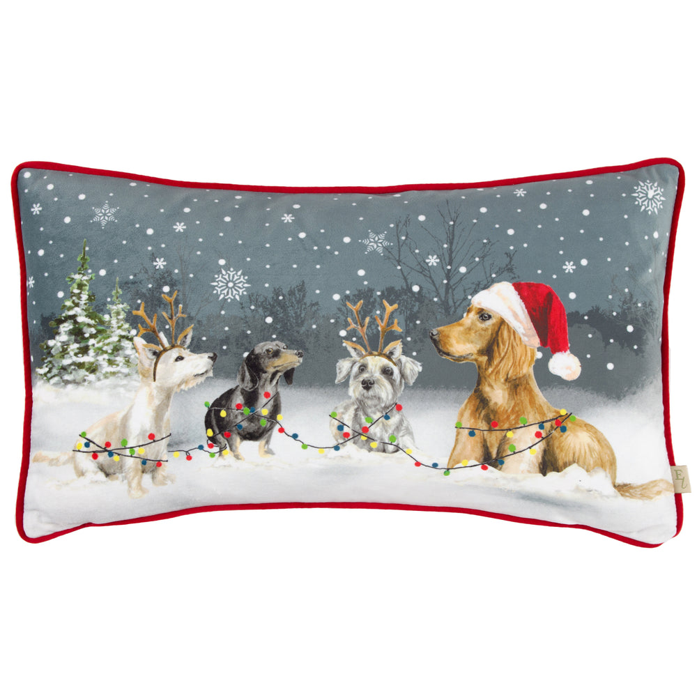 Christmas Dog 30x50 Feather Filled Cushion Multi