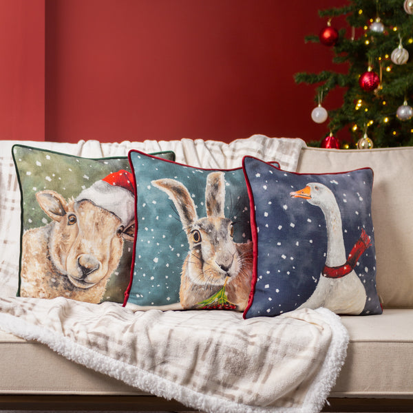 Christmas Hare 43x43 Feather Filled Cushion Multi - view 5