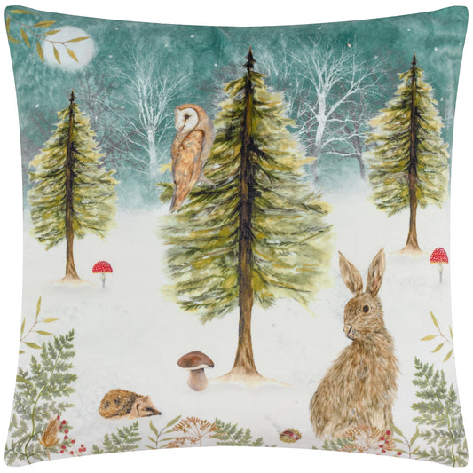 CHRISTMAS OWL 43X43 FEATHER FILLED CUSHION MULTI