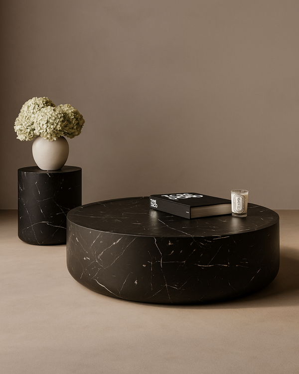 Ciladro Coffee Table - Faux Black Marble - Large - Tommy Franks