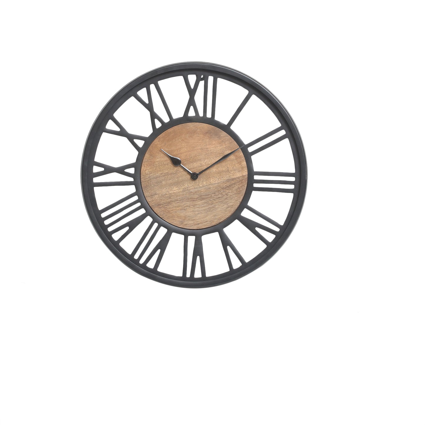 40cm Black And Natural Wood Wall Clock