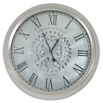 52.5cm Gears Wall Clock Silver