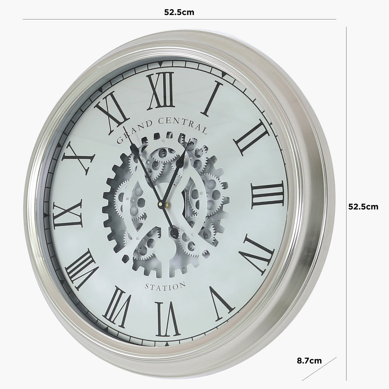 52.5cm Gears Wall Clock Silver