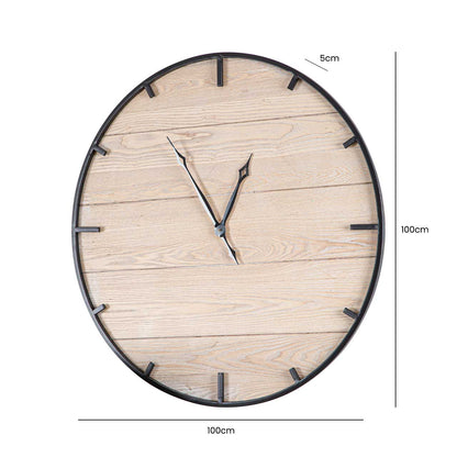 100cm Natural And Black Wall Clock