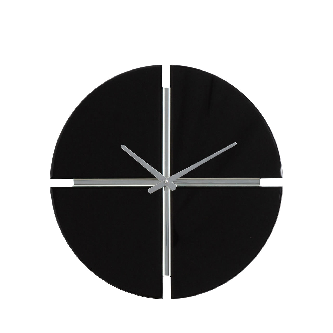 50cm 4-Part Black Glass Mirror Wall Clock