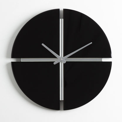 50cm 4-Part Black Glass Mirror Wall Clock