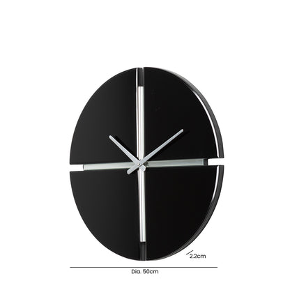 50cm 4-Part Black Glass Mirror Wall Clock