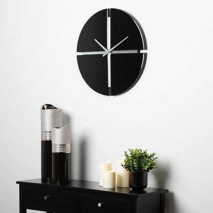 50cm 4-Part Black Glass Mirror Wall Clock