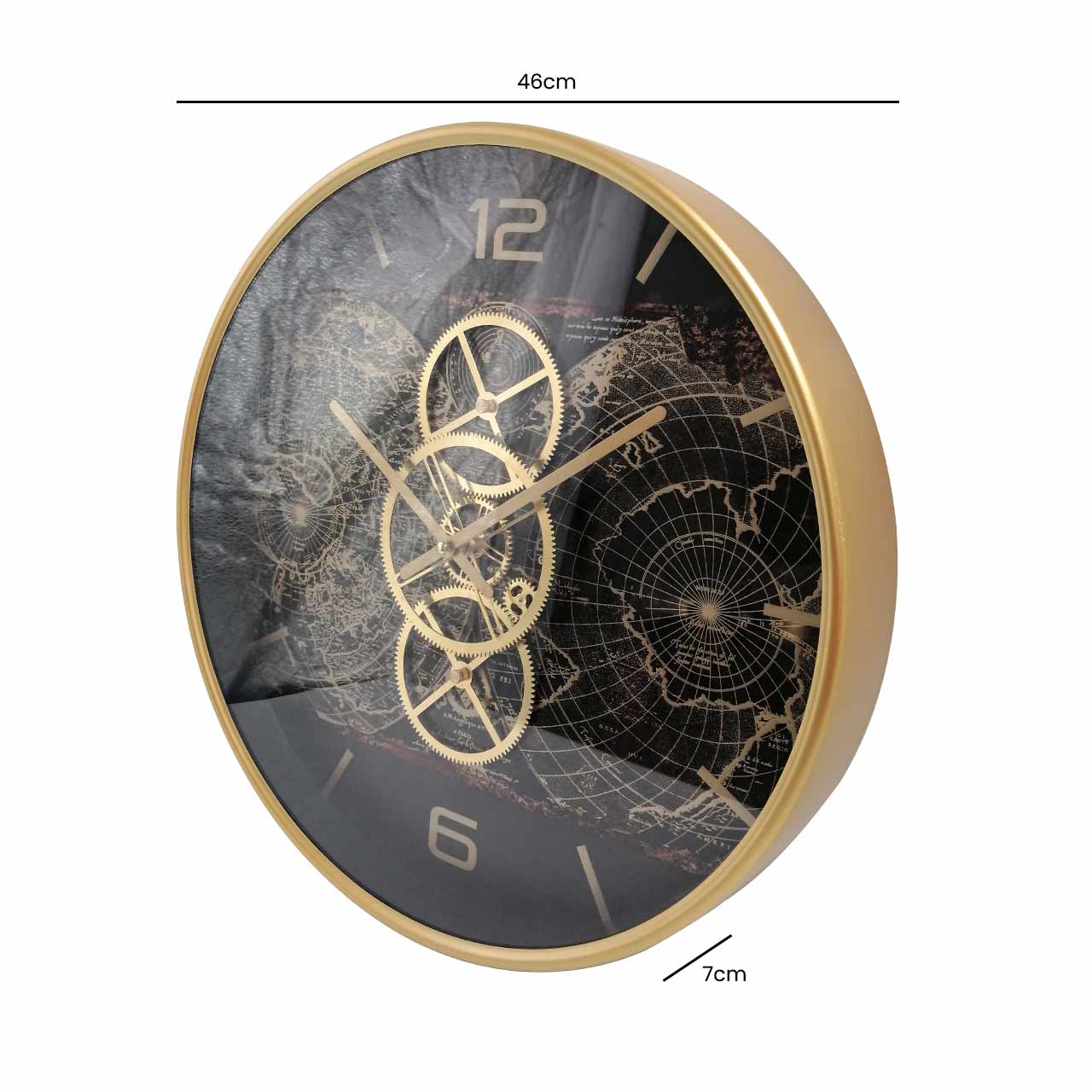 46cm Gold Gears Wall Clock