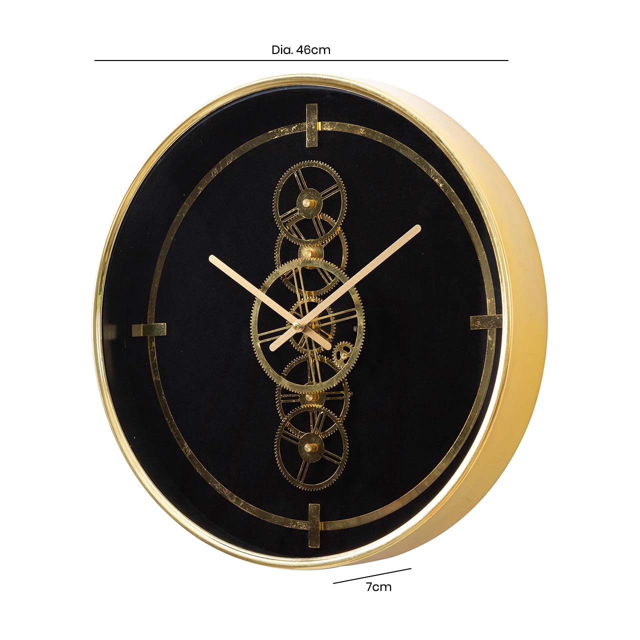 46cm Black and Gold Gears Wall Clock