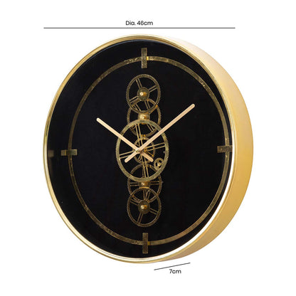 46cm Black and Gold Gears Wall Clock