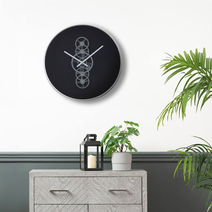 46cm Black and Silver Gears Wall Clock