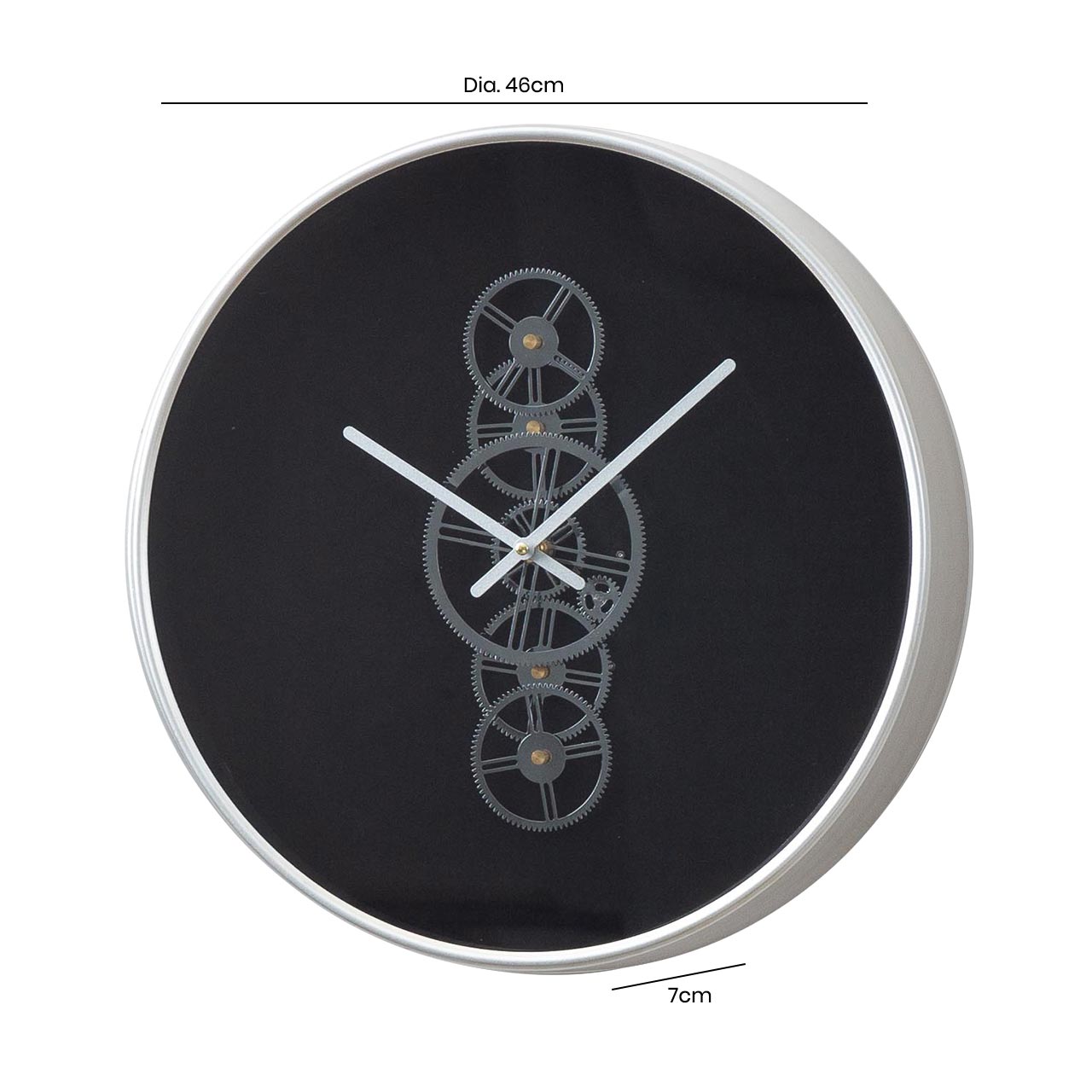 46cm Black and Silver Gears Wall Clock