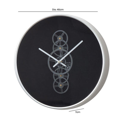 46cm Black and Silver Gears Wall Clock