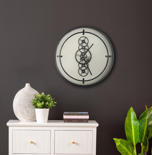 46cm Black and White Gears Wall Clock