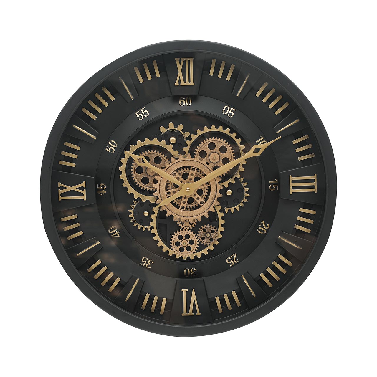 46cm Black and Gold Gears Wall Clock