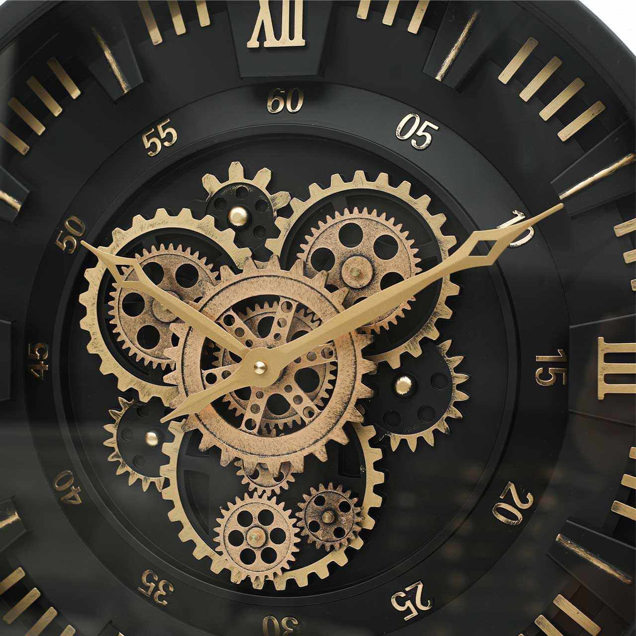 46cm Black and Gold Gears Wall Clock