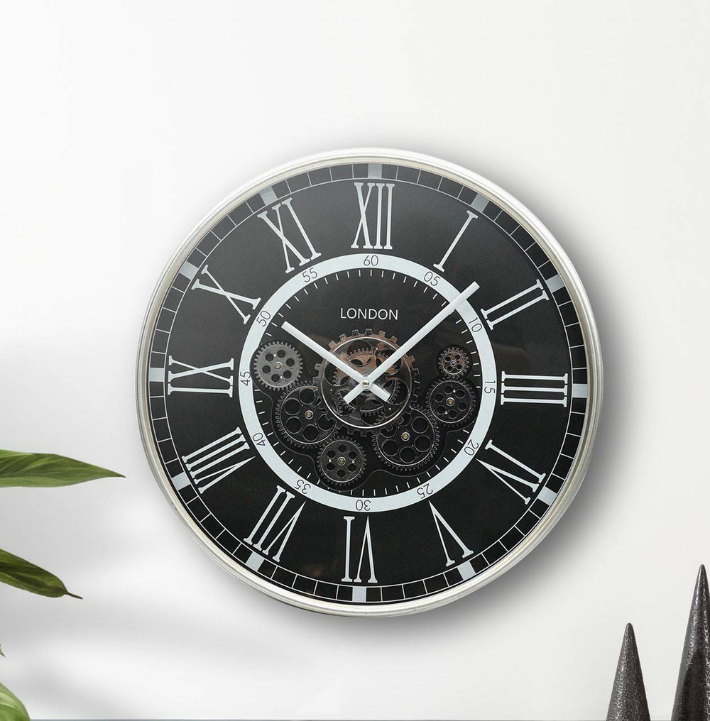 53.5cm Antique Grey Gears Wall Clock