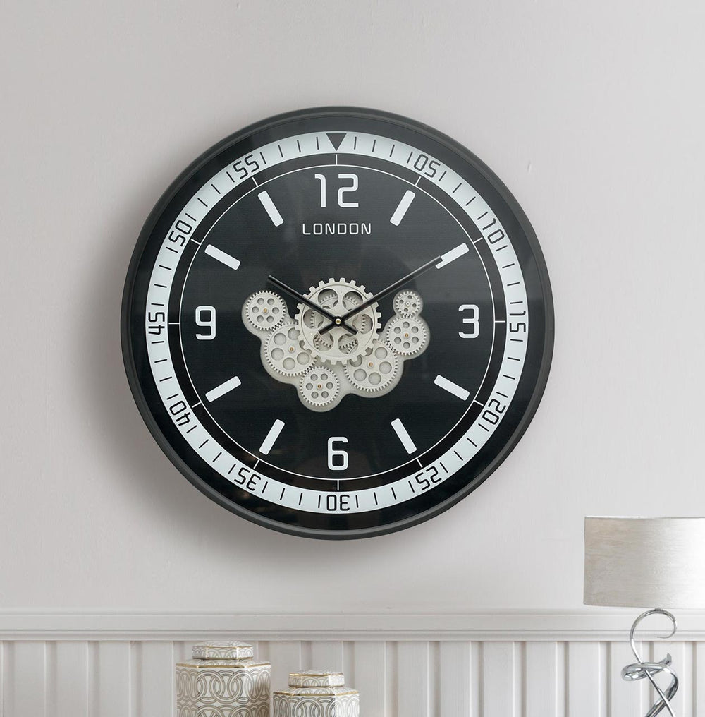 60cm Black Gears Wall Clock