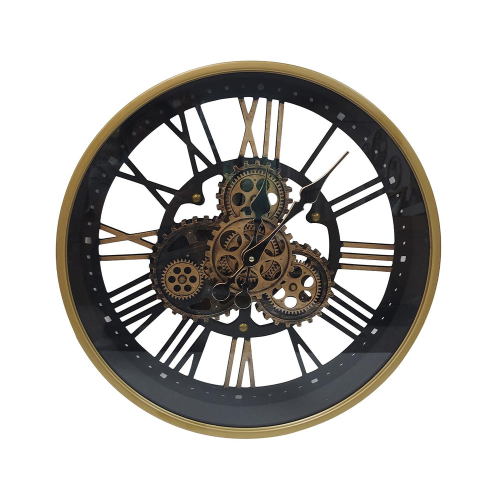 47.5cm Black Gears Wall Clock