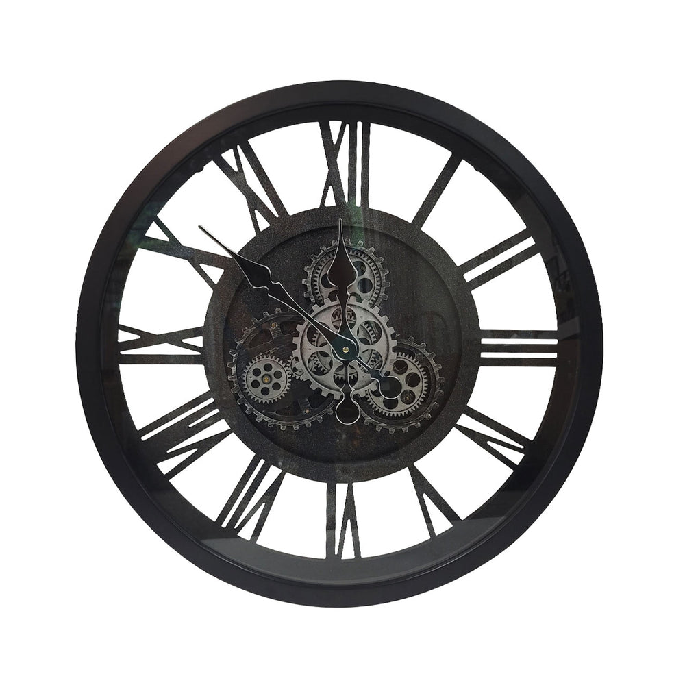 58cm Black Gears Wall Clock
