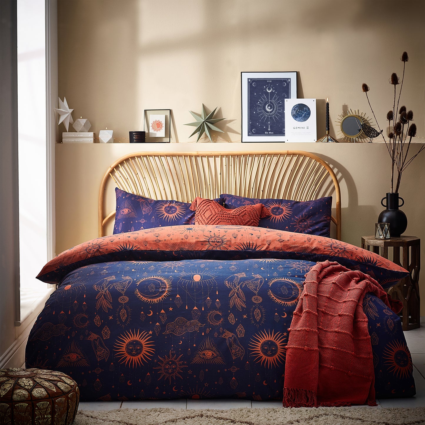 CONSTELLATION KING SIZE DUVET SET BRONZE/NAVY