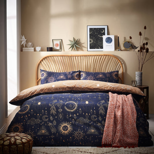 CONSTELLATION KING SIZE DUVET SET GOLD/NAVY
