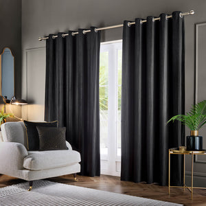 Corinthian 167x182 Eyelet Curtains Black - view 3