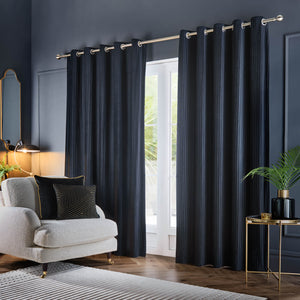 Corinthian 117x137 Eyelet Curtains Midnight - view 3