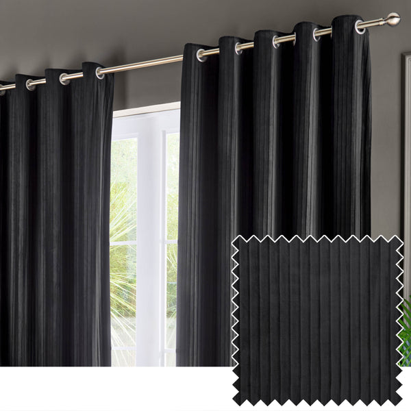 Corinthian 117x182 Eyelet Curtains Black - view 2