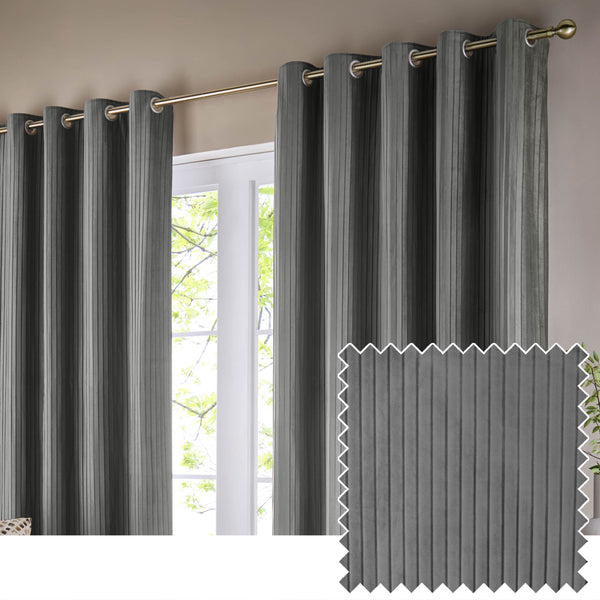 Corinthian 117x182 Eyelet Curtains Grey - view 2