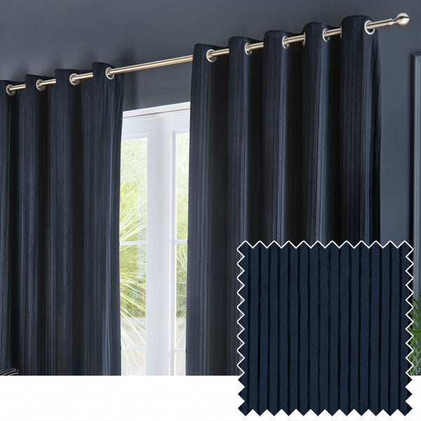 Corinthian 117x182 Eyelet Curtains Midnight - view 2