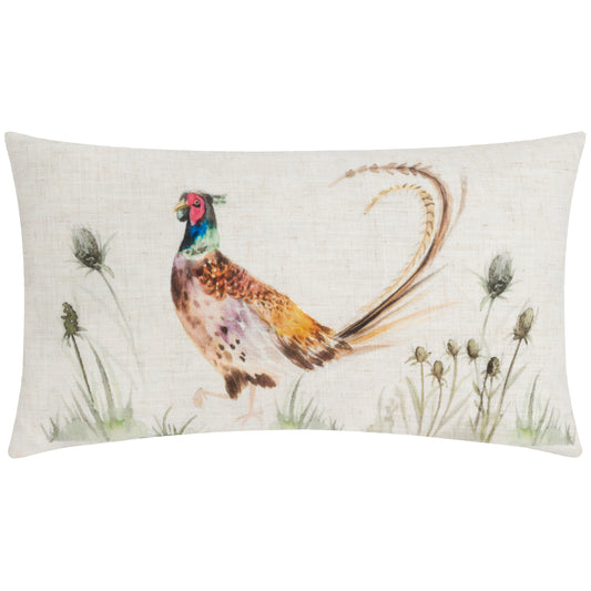 COUNTRY PHEASANT 30X50 FEATHER FILLED CUSHION NATURAL