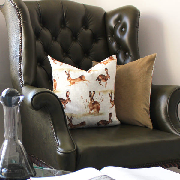 Country Running Hares 43x43 Feather Filled Cushion Multi - view 5