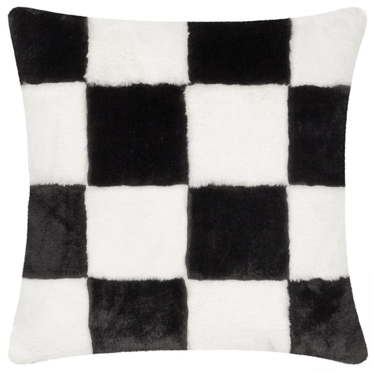 COZEE CHECK 50X50 FEATHER FILLED CUSHION BLACK