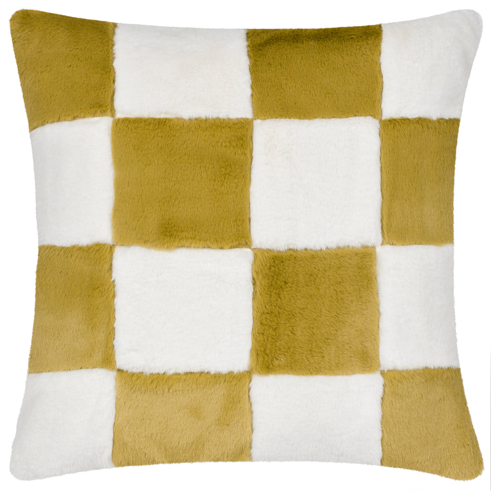 Cozee Check 50x50 Feather Filled Cushion Olive