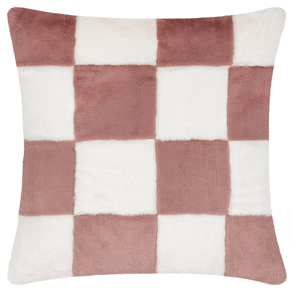 Cozee Check 50x50 Feather Filled Cushion Pink