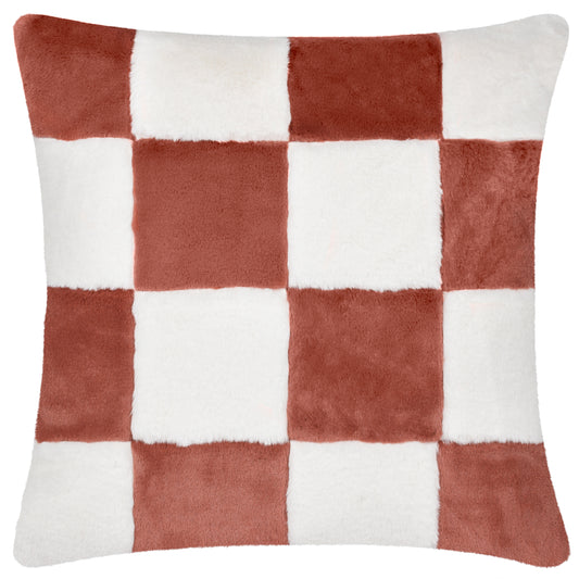 COZEE CHECK 50X50 FEATHER FILLED CUSHION RUSTY