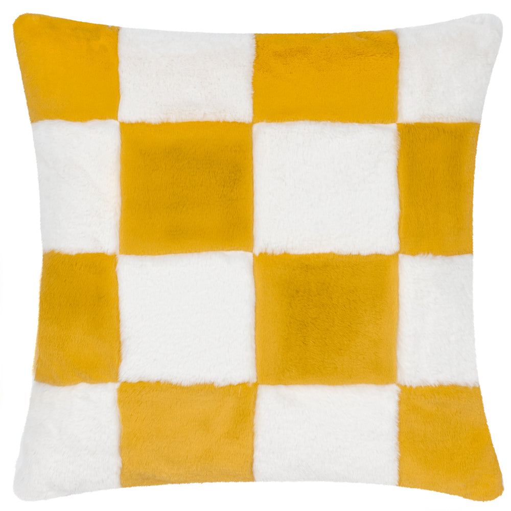 Cozee Check 50x50 Feather Filled Cushion Yellow
