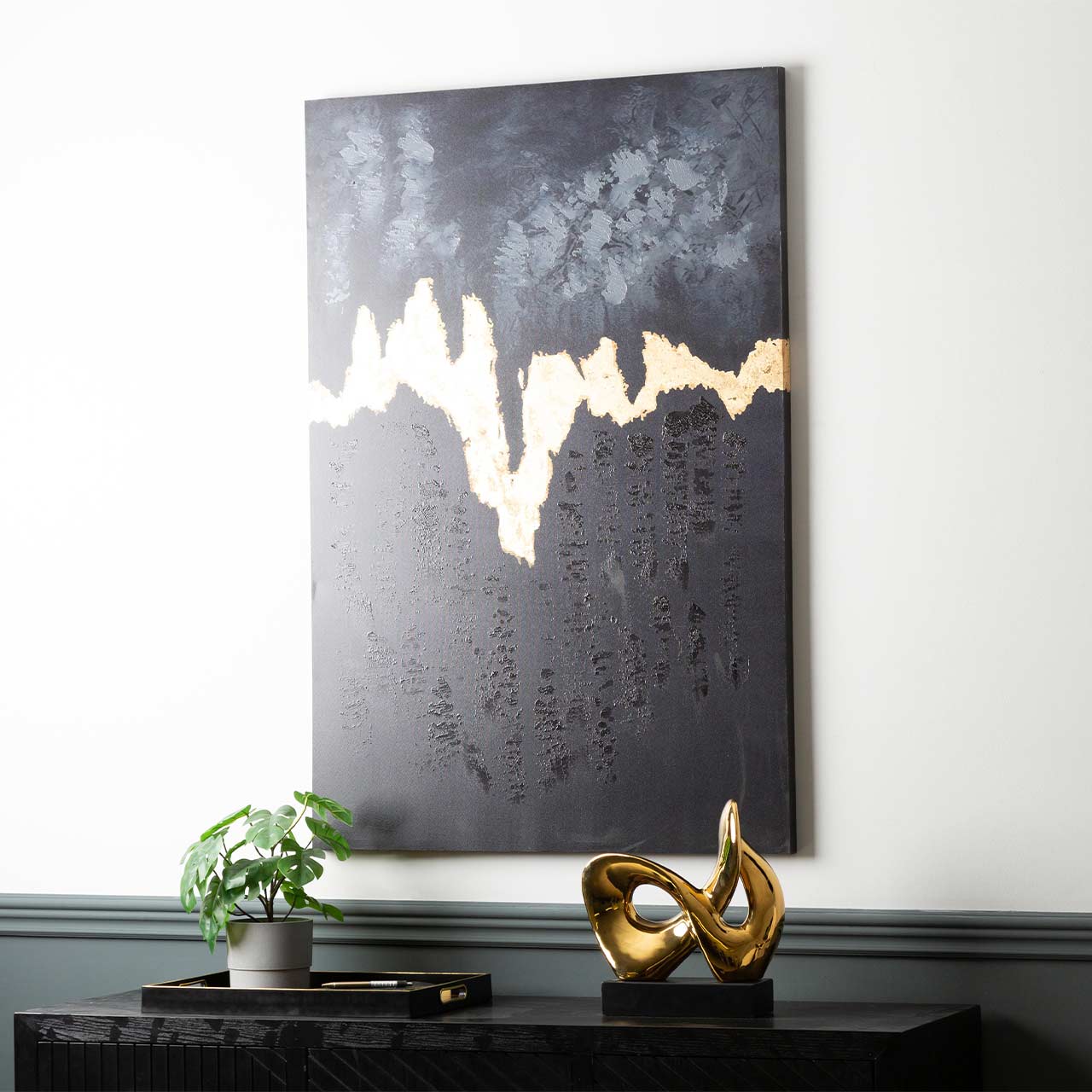 CP367L 80x120 Abstract Canvas Black Gold