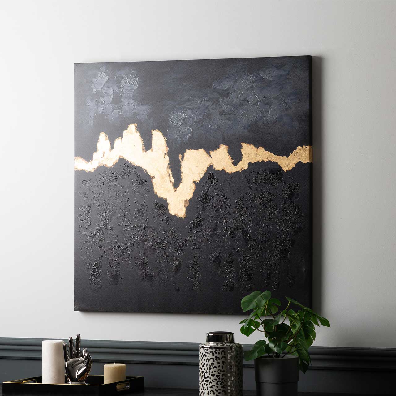 CP367S 80x80 Abstract Canvas Black Gold
