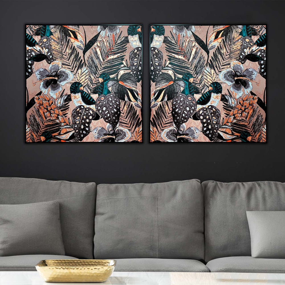 CP403 92x92 Framed Nature Canvas Blue Grey Black