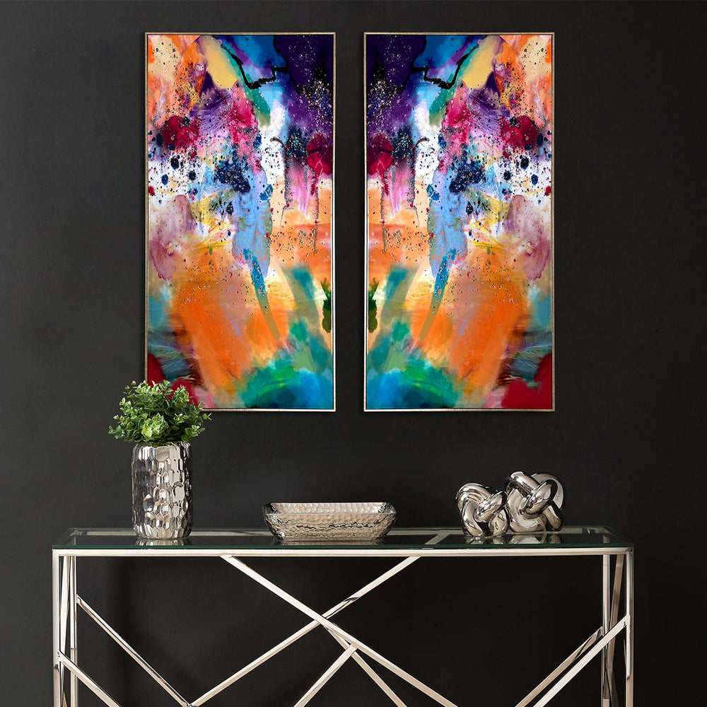 CP412M 72x142 Framed Multicolored Abstract Canvas