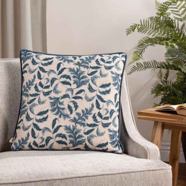 Chatsworth Topiary 43x43 Feather Filled Cushion Petrol - lifestyle