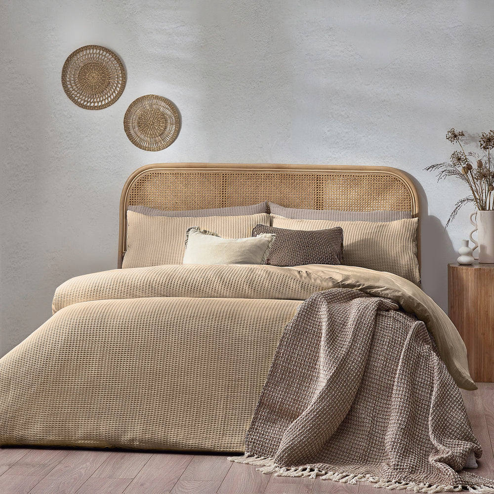 Chunky Waffle Single Duvet Set Linen