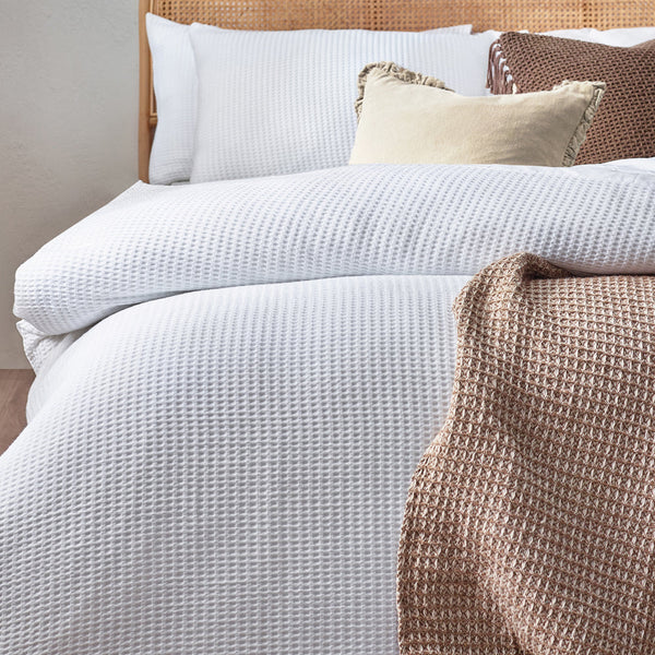 Chunky Waffle King Size Duvet Set White - Riva