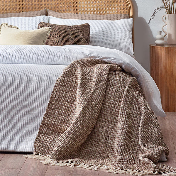 Chunky Waffle Double Duvet Set White - Riva