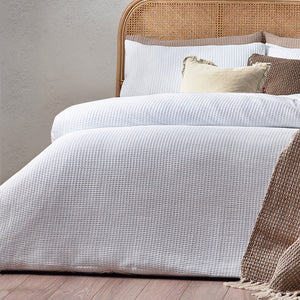 Chunky Waffle Double Duvet Set White - Riva