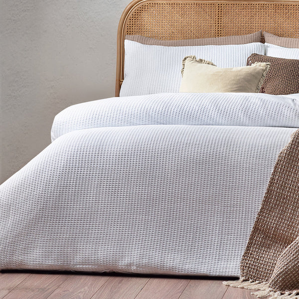 Chunky Waffle King Size Duvet Set White - Riva